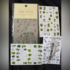 Alien Nail Decals - Green and White